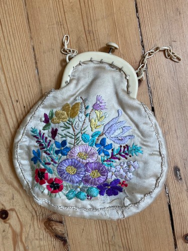 Antique hand embroidered silk - hand,