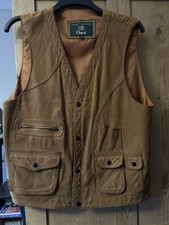 Orvis Leather Vest Gilet Brown