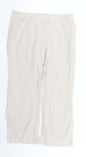 BHS Womens Beige Linen Blend Trousers Size 14 L25 in
