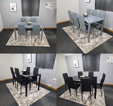 DINING TABLE SET AND 6 4 CHAIRS BLACK GREY KITCHEN TABLE SET FOR 4 6