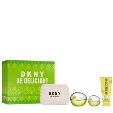 DKNY BE DELICIOUS Gift Set 100ml Eau De Parfum, 15ml EDP,  100ml Body Lotion & P