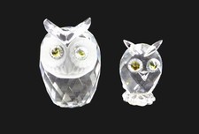 Pair of Mixed Sized Original Swarovski 'Owl' Rhinestone Figurines/Ornaments