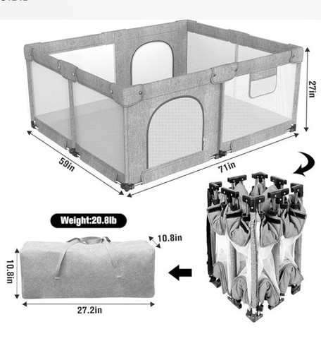 Foldable playpen grey - foldable,