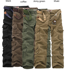 Mens Cargo Combat Military Trousers Pants Slacks Multi Pockets Casual Work