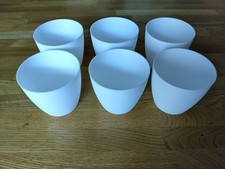 6 Small White Plastic Plant /Storage Pots 3 1/2 Inches Tall