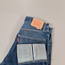 Levis 505 0217 Mens Jeans Blue W34 L36 Selvedge Denim Big E Straight Leg