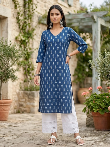 Indian women blue cotton - indian,