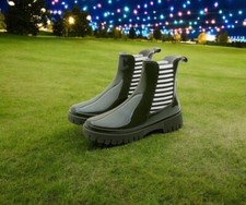 Women Waterproof Wellies Stripe Rain Boots Travel Camping Festival Size 6.5