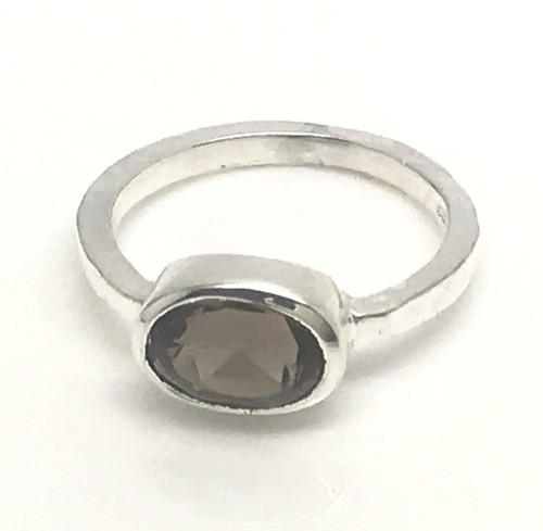 Smokey quartz oval ring solid - smokey,