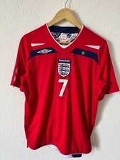 Vintage Umbro England Football Shirt 2008-2010 #7 David Bentley Mens Medium Red