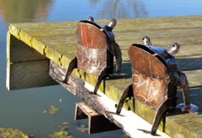 Metal Frog Garden Ornament Pond Sculpture Art - Handmade Recycled Metal Reptile