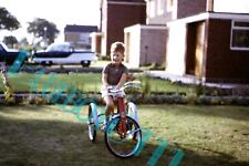 1964 child on tricycle suburban garden Austin Metropolitan   35 mm slide