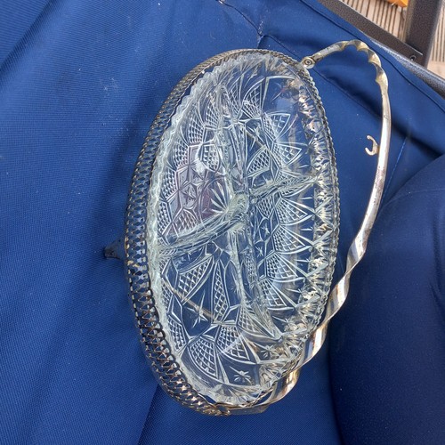 Vintage oval glass divided - vintage,