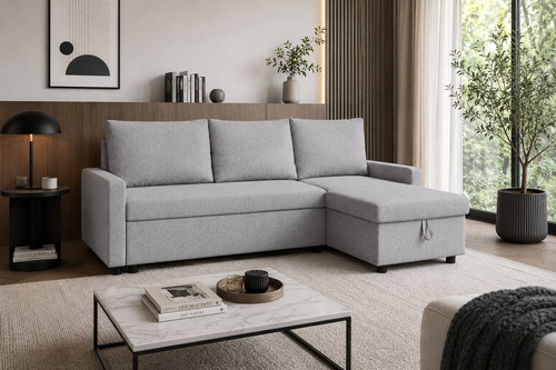 Grey corner sofa bed shaped - sofa,