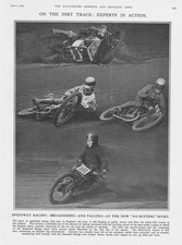 SPEEDWAY Broadsiding & falling - Vintage Print 1929