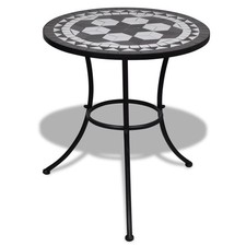 WALPLUS Mosaic Bistro Table 60cm Black & White Ceramic