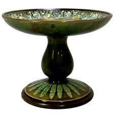 Wedgwood England Antique Late 1800's Majolica Small Comport Floral Motifs-Rare