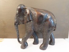 Large Resin Indian Elephant Carved Wood Effect. Missing Tusks.