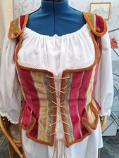 Women's Medieval Inspired Velvet and Linen Waistcoat/Bodice Size 18 Plus