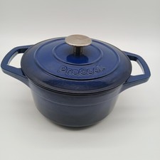 Pro Cook Cast Iron Casserole Dish Dark Blue with Lid