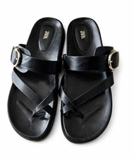 NEW Zara Black Leather Strappy