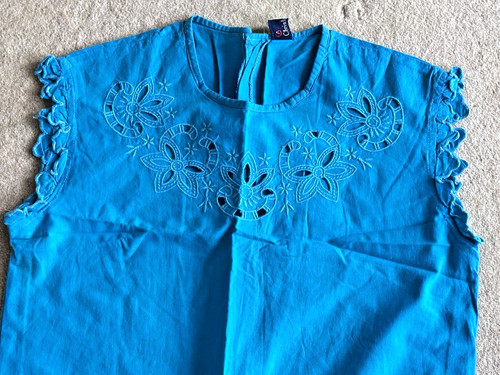 Beautiful cotton blue dress - cotton,
