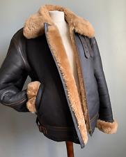 Vintage Sheepskin Shearling Flying Bomber Jacket B3 44 42 flight real leather