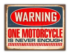 Funny " One " Motorcycle Metal Garage Sign For Workshop Shed
