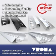 TILE TRIMS VROMA Single Trim, Mix & Match- All Profiles Many Finishes Textured