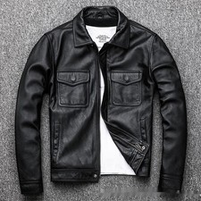 Men's Leather Coat Retro Short