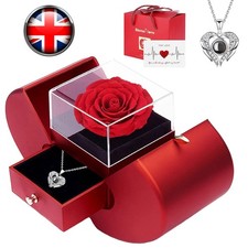 Preserved Real Rose Forever Flowers Rose with Necklace Women Mother Eternal Rose