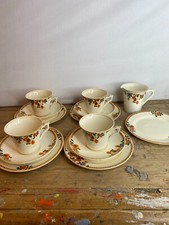14 Piece Midwinter Antique Art Deco China 4 Cups, 4 Saucers, 5 Sides & Milk Jug