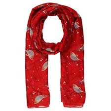Winter Christmas Robin Bird Print  Colorful  Scarf Wraps Shawl Soft Scarves Maxi