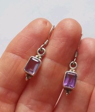 Sterling Silver Amethyst Dangle Earrings R5M