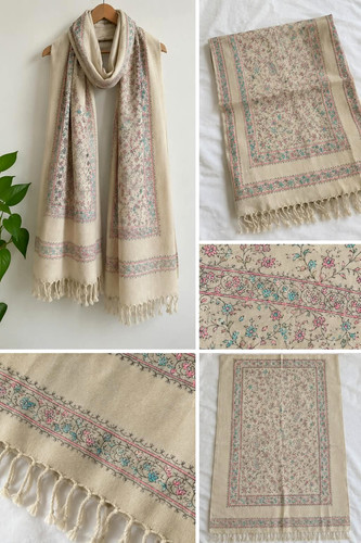 Beige floral hand embroidered - beige,