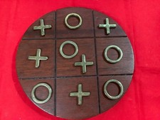 Artisan Wooden Tic Tac Toe Game 10 Brass Pieces by Richard Harrison of Carlisle