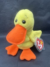 Ty Beanie Baby “Quackers” the Yellow Duck with Tag & Protector