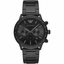 EMPORIO ARMANI MARIO AR11242  BLACK STAINLESS STEEL MENS WATCH NEW