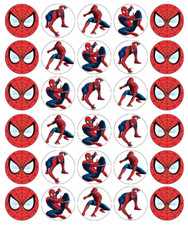 30x Spiderman Cupcake Toppers Edible Wafer Paper Fairy Cake Toppers