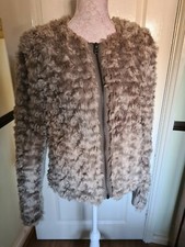 Ladies Taupe/Beige Faux-Fur Coat - Size 10 - Next