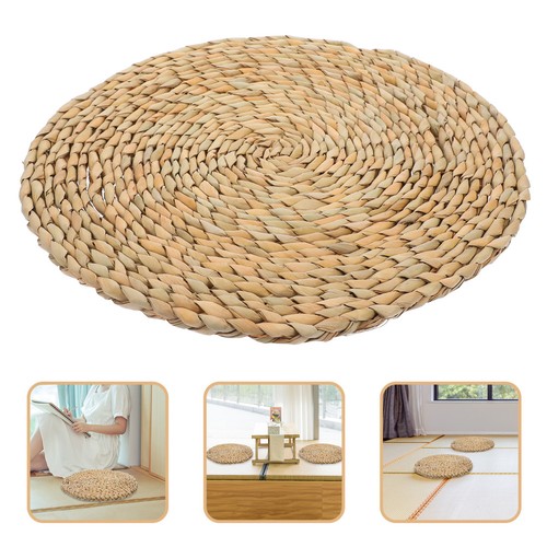 Straw woven seat cushion - straw,