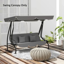CANOPY ONLY 3 Seater Garden Swing Canopy Replacement Anti-UV Sun Shade Dark Grey