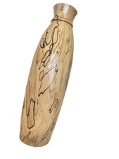 SPALTED BEECH TURNED WOOD VASE Dated 19 Cm H