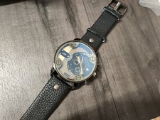 Watch for man's big face watch black leather strap 