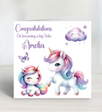 Congratulations On Becoming A Big Sister Card Girls Childrens New Baby New Born