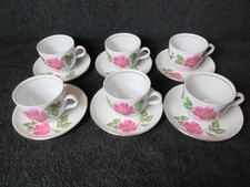 6 Vintage White Teacups and