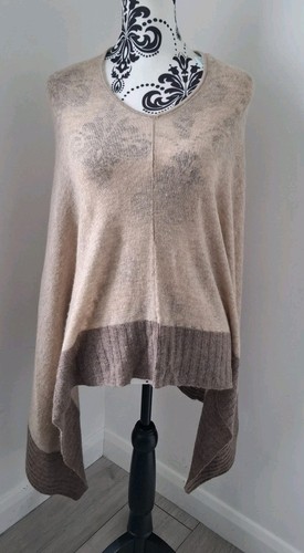 100 wool poncho shawl tan - 100%, one
