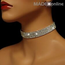 Classic Sparkle Choker, Stretchy Silver Diamante Bling Necklace