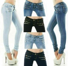 Women's Skinny low waist Jeans Slim stretch denim Pants Sizes UK 4- 14