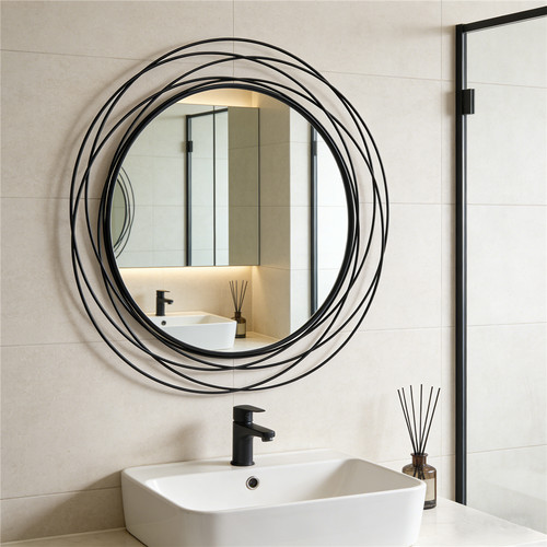 Art circle wall mirror black - wall,
